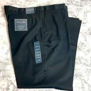 Men’s black David Taylor, flat front comfort waistband 42×32 dress pants NWT